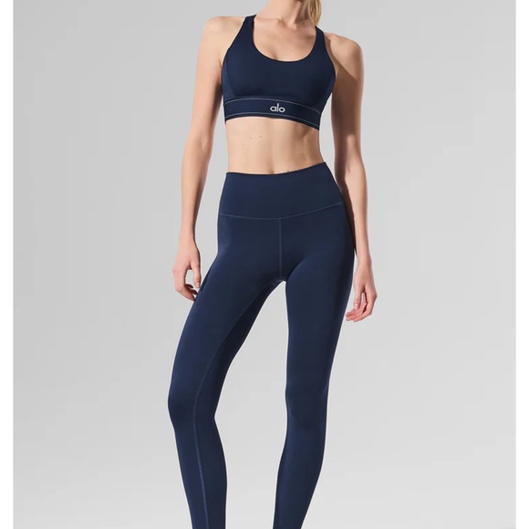 Alo Yoga 7/8 High Waist Airlift Leggings - Navy Blue - size M - Picture 1 of 5